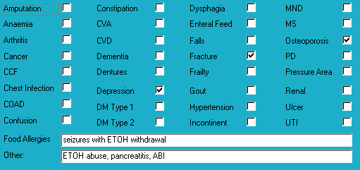 Identified diagnoses for Mr APD's case study in MedNut Mail